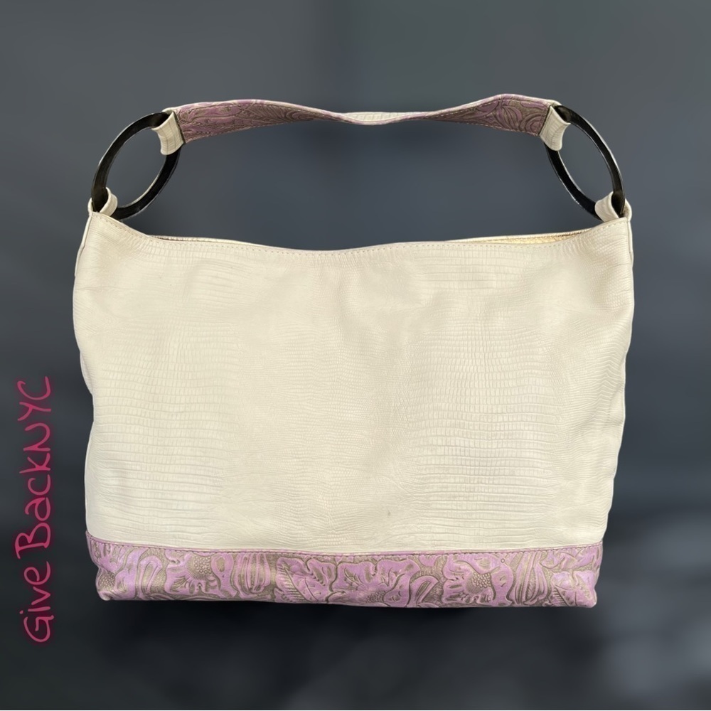 Vintage Roberto Vascon Hand painted Leather Hobo Bag